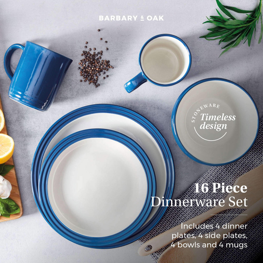 Barbary and Oak Limoges Blue 16 Piece Dinnerware Image 3