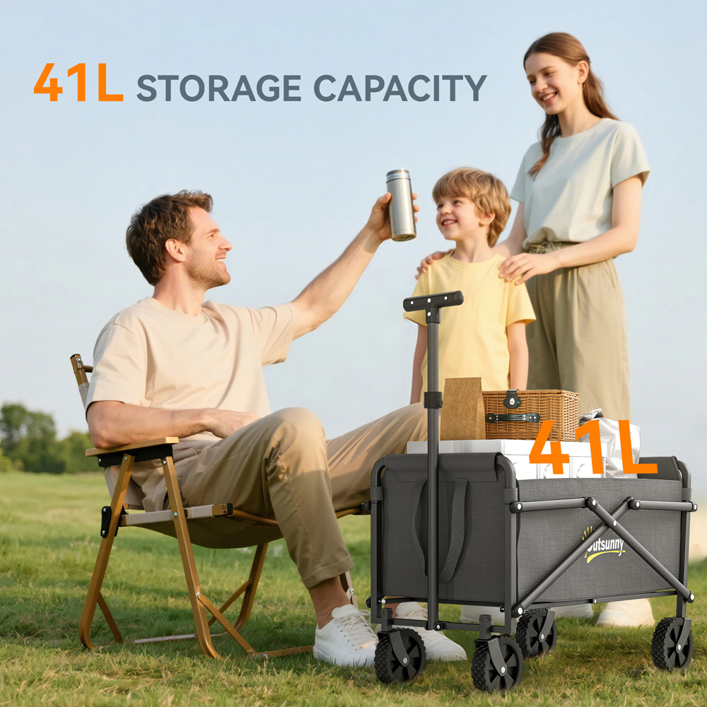 Outsunny 41L Grey Heavy Duty Folding Garden Trolley Image 8