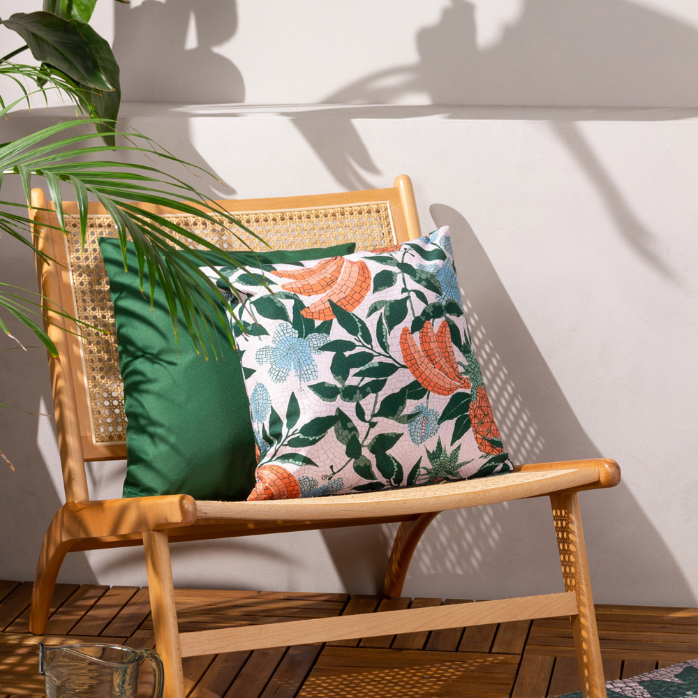 furn. Cypressa Jade Floral Mosaic Outdoor Cushion Image 2