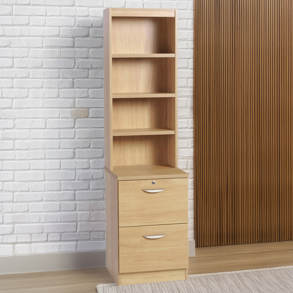 R White Cabinets 2 Drawer 4 Shelf Brown Filing Cabinet with Hutch Image 1