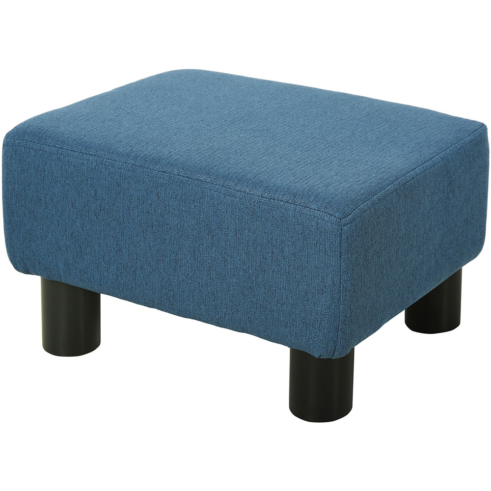HOMCOM Small Blue Linen Fabric Footstool Image 2