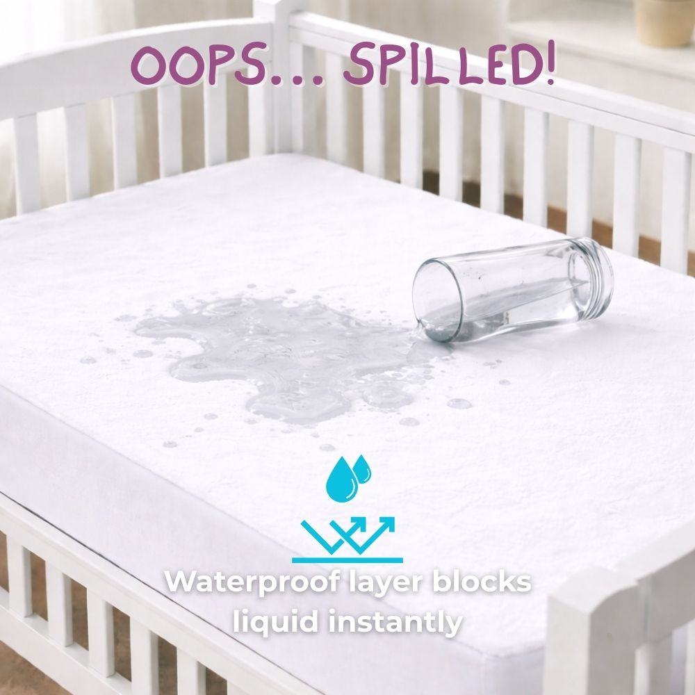 MHG Living Soft Cotton Waterproof Cot Bed Mattress Protector 120 x 60cm Image 5