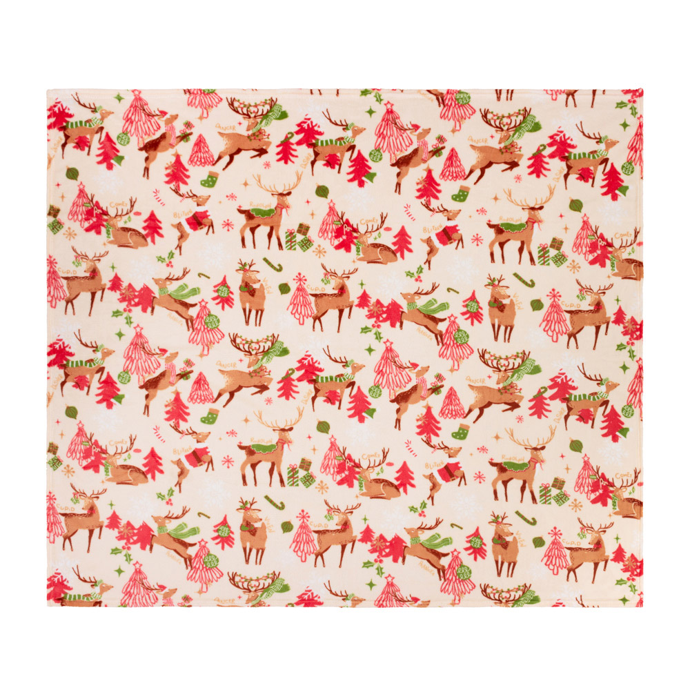 Duvet Day Multicolour Sleigh Team Printed Fleece Throw 130 x 150cm Image 3