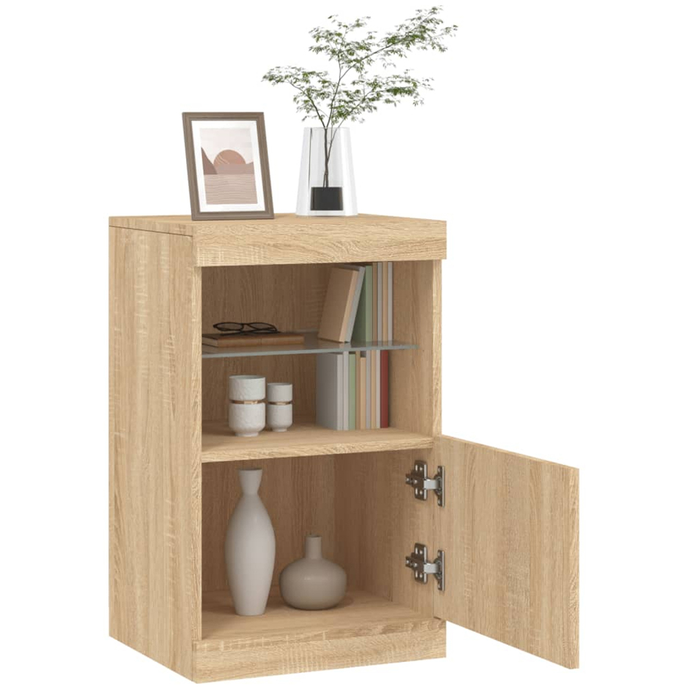vidaXL Single Door 2 Shelf Sonoma Oak Sideboard with RGB LED Lights Image 5