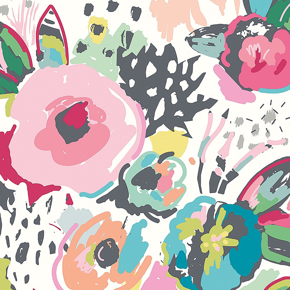 Origin Murals Abstract Floral Pink Wall Mural Image 2