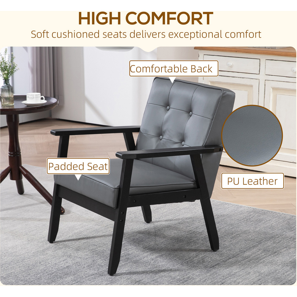 HOMCOM Grey PU Leather Accent Armchair Image 6
