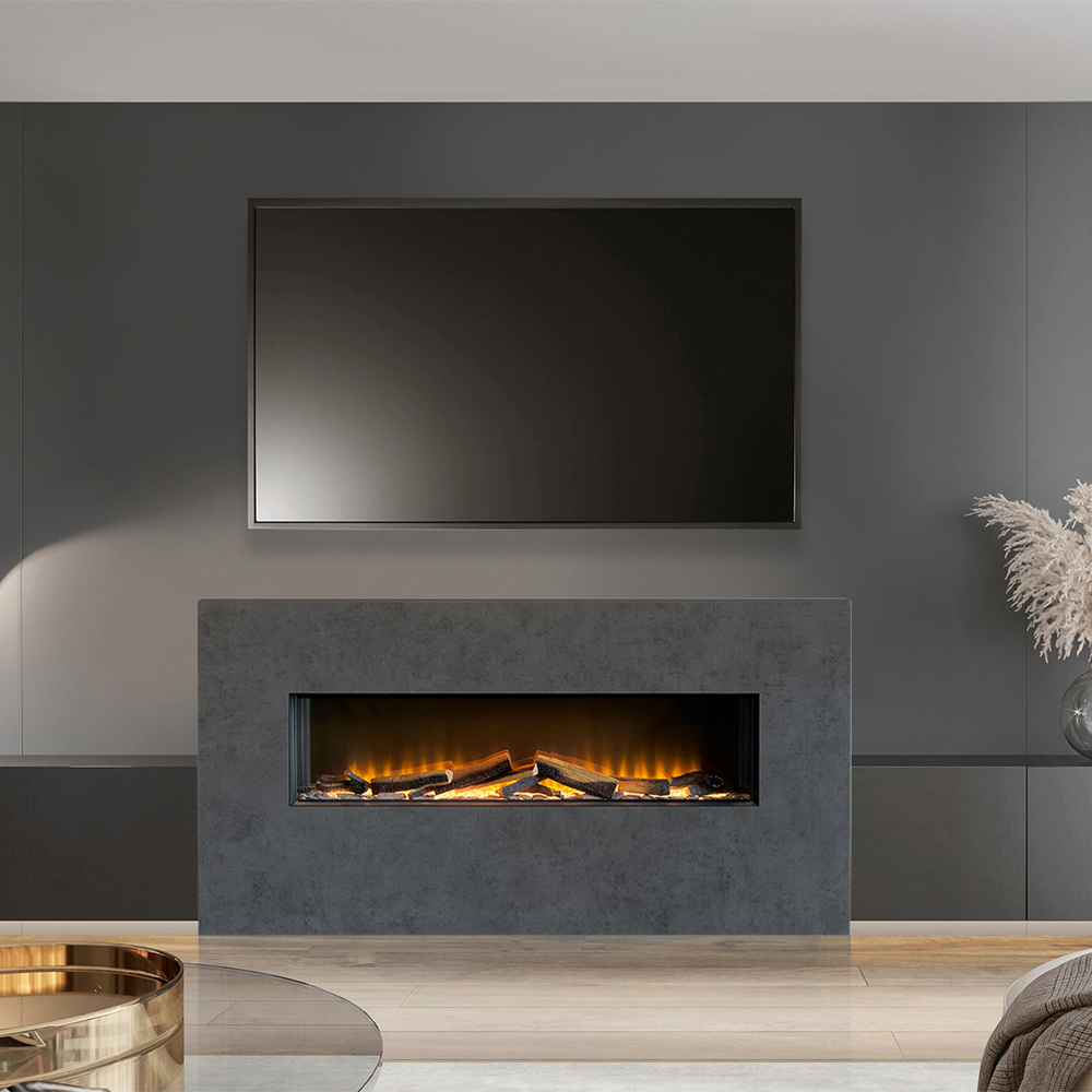 Acantha Bloc Pre-Built Slate Effect Fully Inset Media Wall Suite Image 2