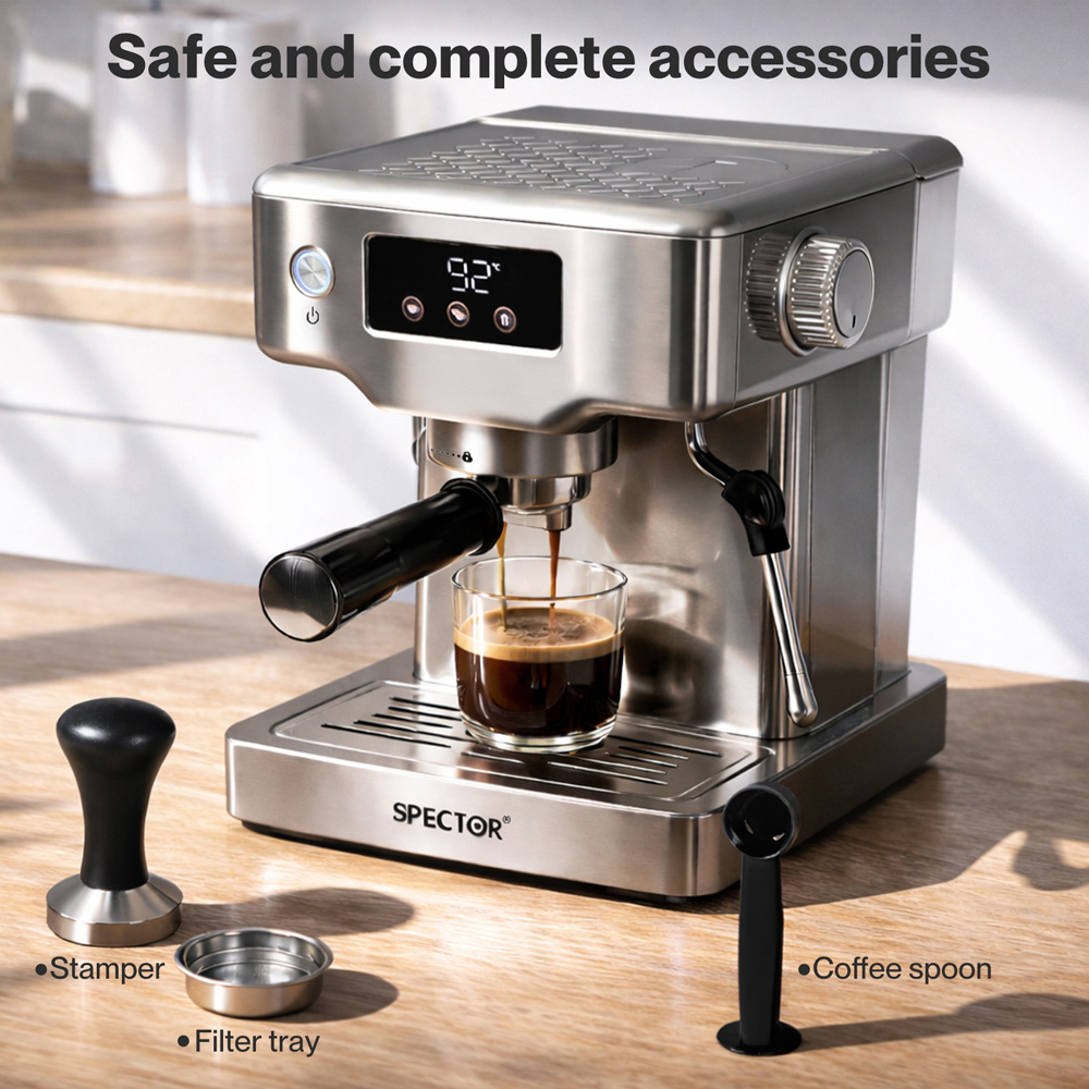 Spector COFF1005-SV-UK 20 Bar Espresso Coffee Maker Machine 1350W Image 7