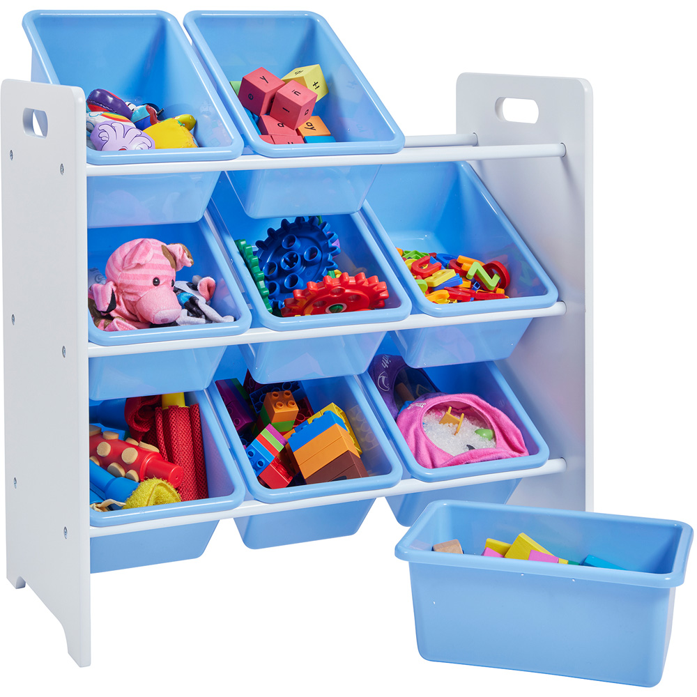 Liberty House Toys White and Blue Toddler Bed and Storage Unit Image 6
