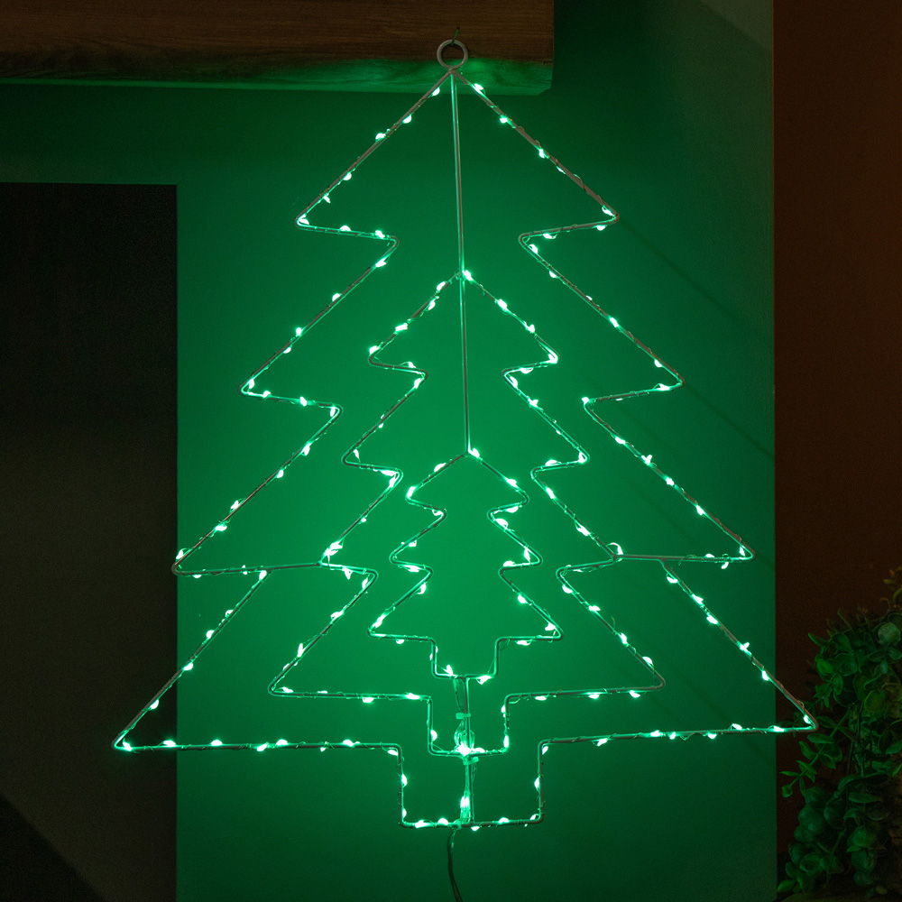 Samuel Alexander Green LEDs Light Up 3 Layered Christmas Tree Decoration Image 1