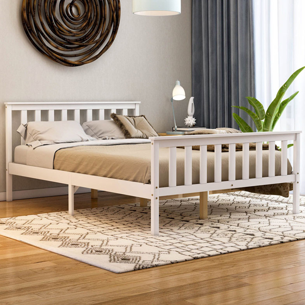 Vida Designs Milan Double White High Foot Wooden Bed Frame Image 1