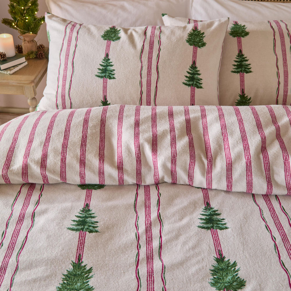 Wylder Single Oat Spruce Stripe Reversible Cotton Duvet Cover Set Image 2