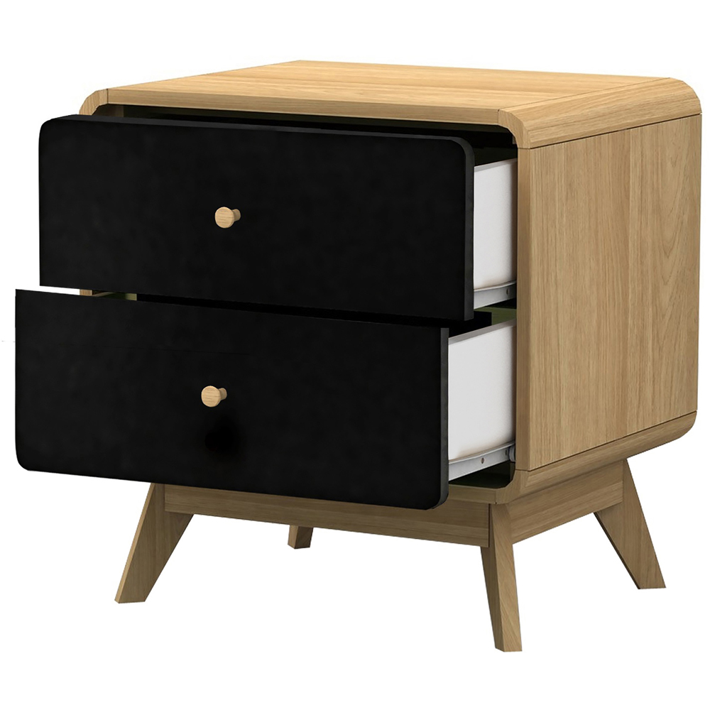 Loft24 Cassie 2 Drawer Oak and Black Nightstand Image 3