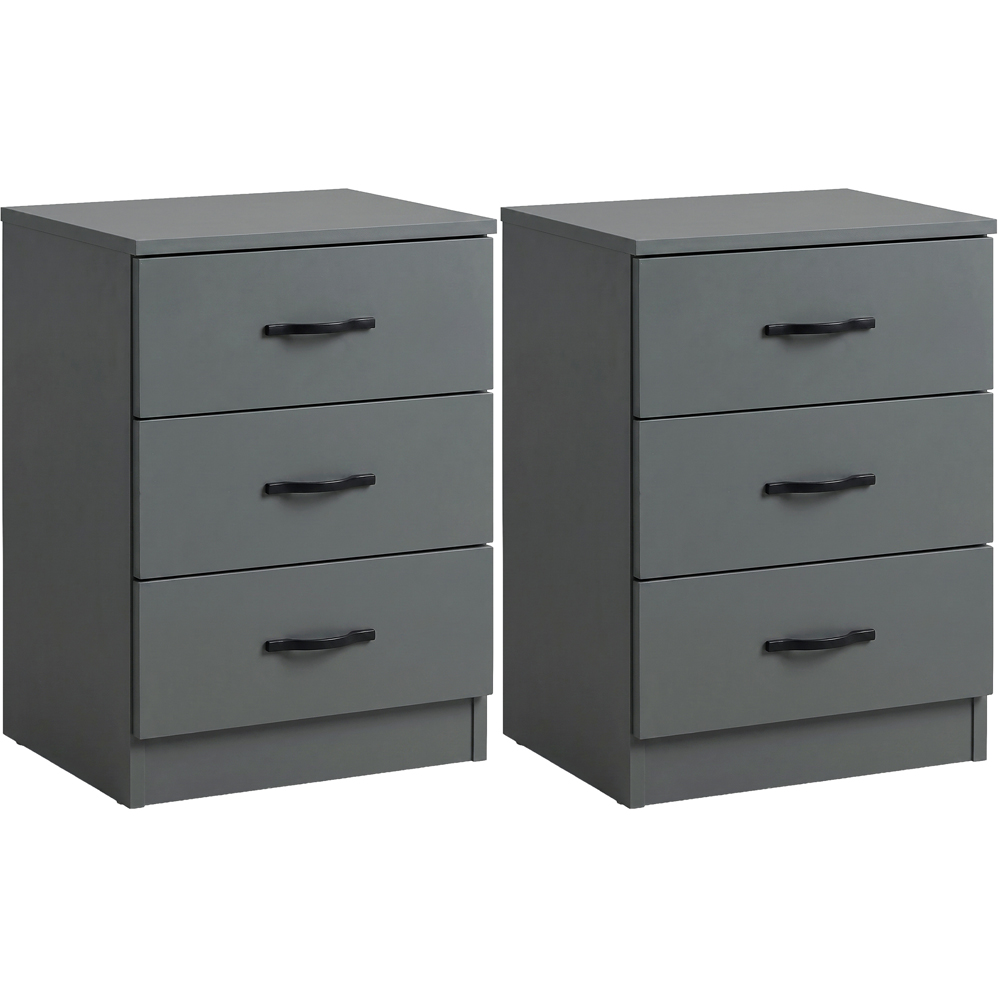 Vida Designs Riano 3 Drawer Green Melamine Finish Bedside Table Set of 2 Image 2