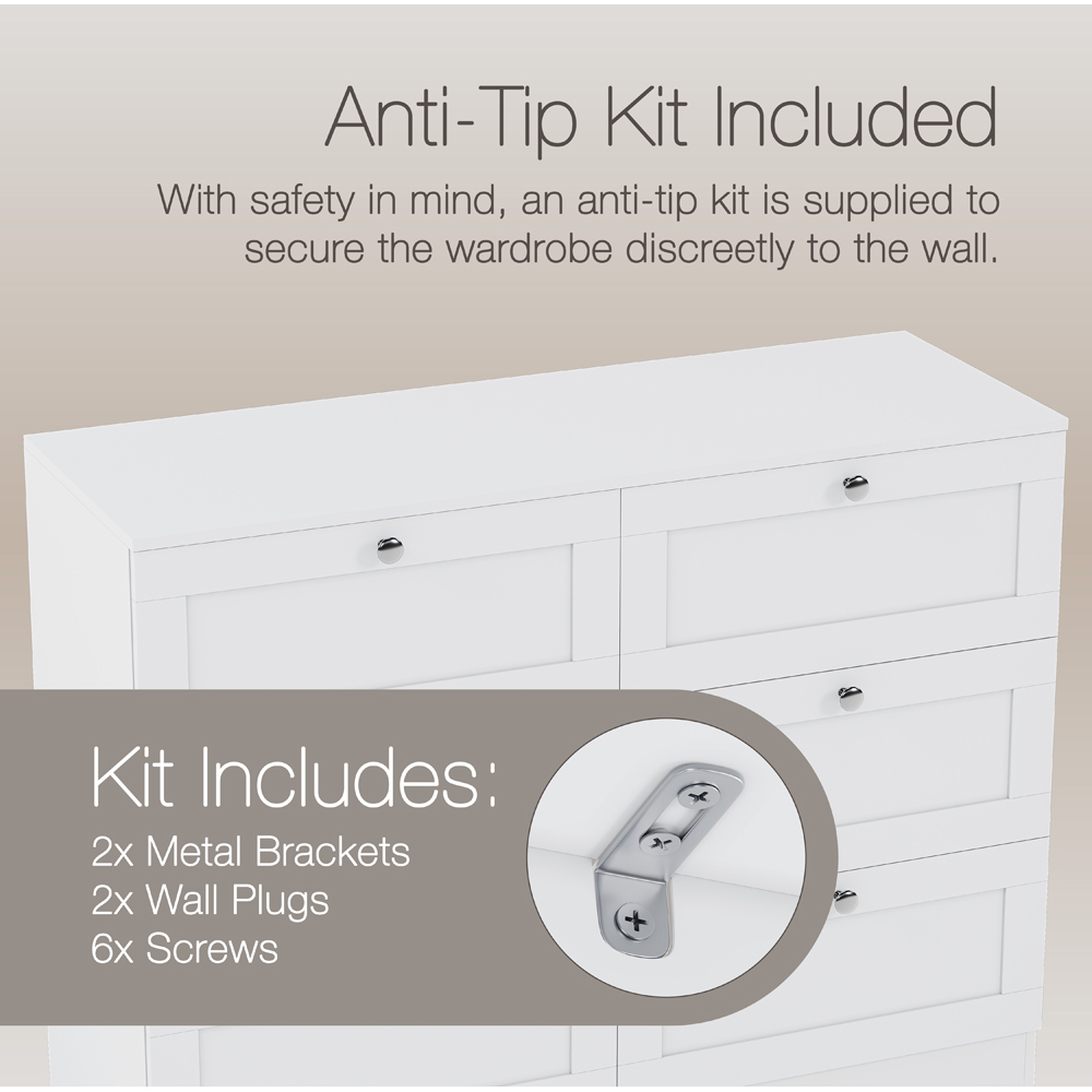 VIDA DESIGNS Altino 6 Drawer White Shaker-Style Chest of Drawers Image 7