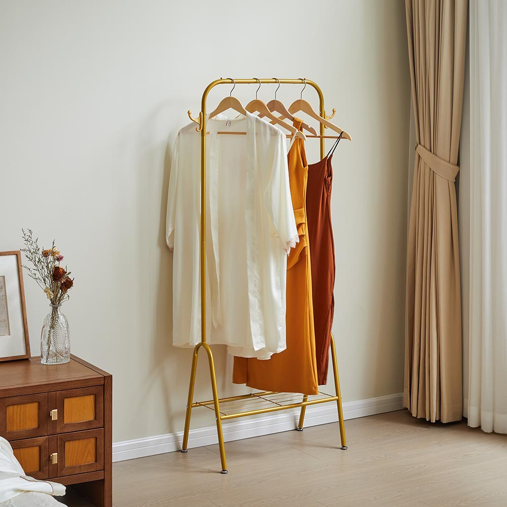 H&O Direct Single Shelf Gold Clothes Rack Image 2
