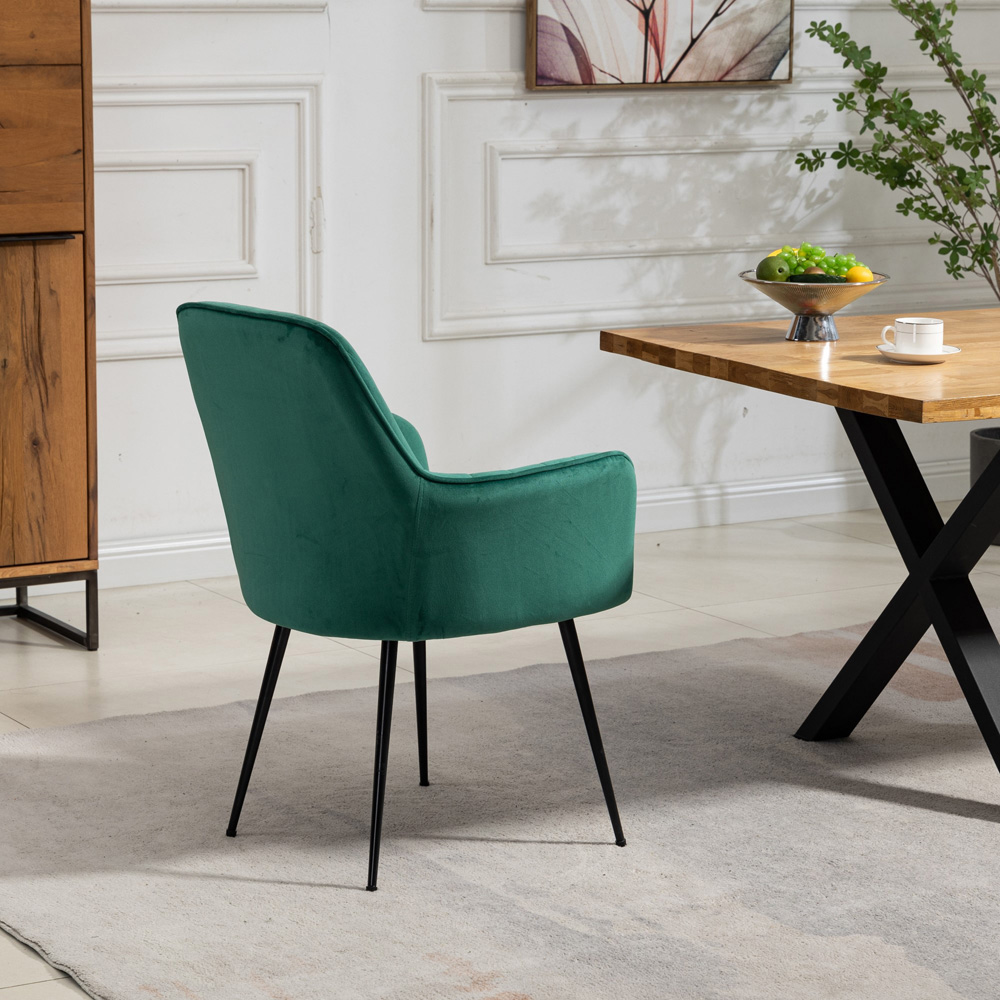Artemis Home Carrara Set of 2 Green Velvet Dining Chair Image 5