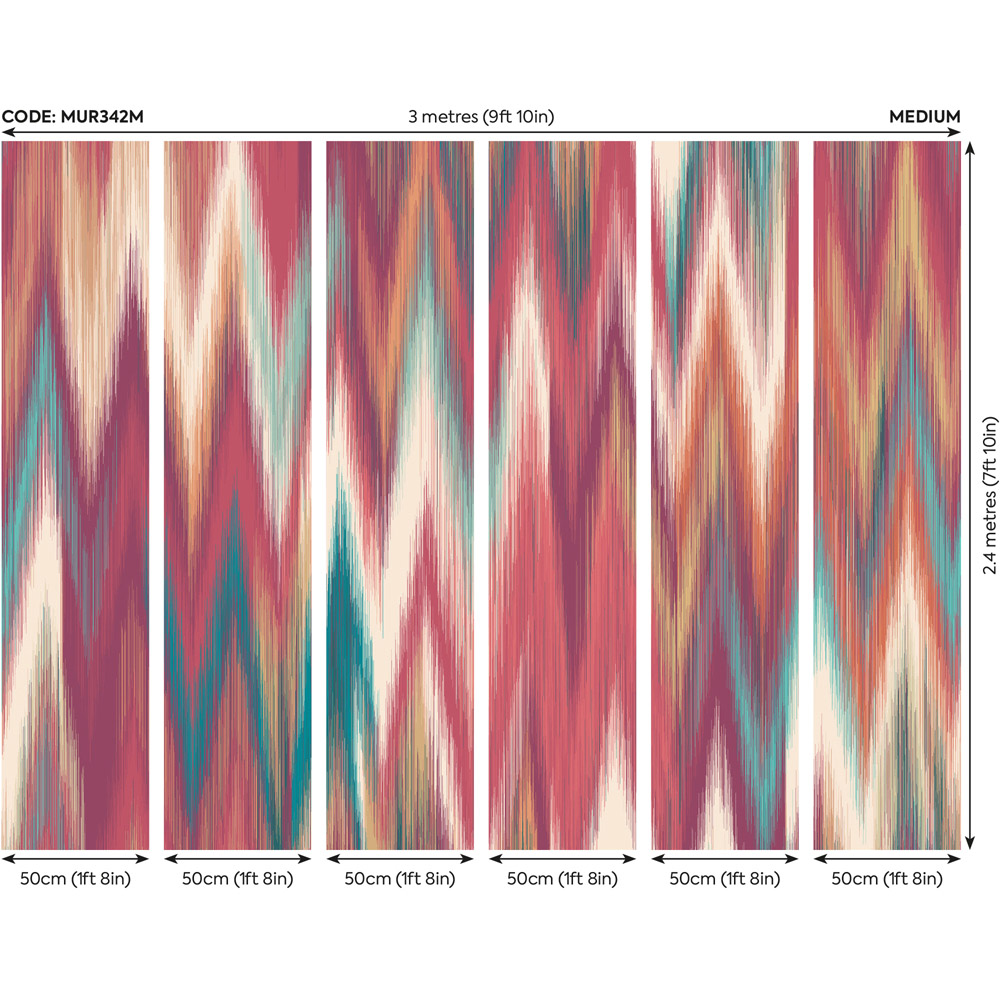 Origin Murals Ikat Zig Zag Red Wall Mural Image 3