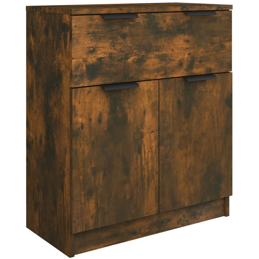 vidaXL 2 Door 7 Drawer Smoked Oak Sideboard 3 Piece Image 2