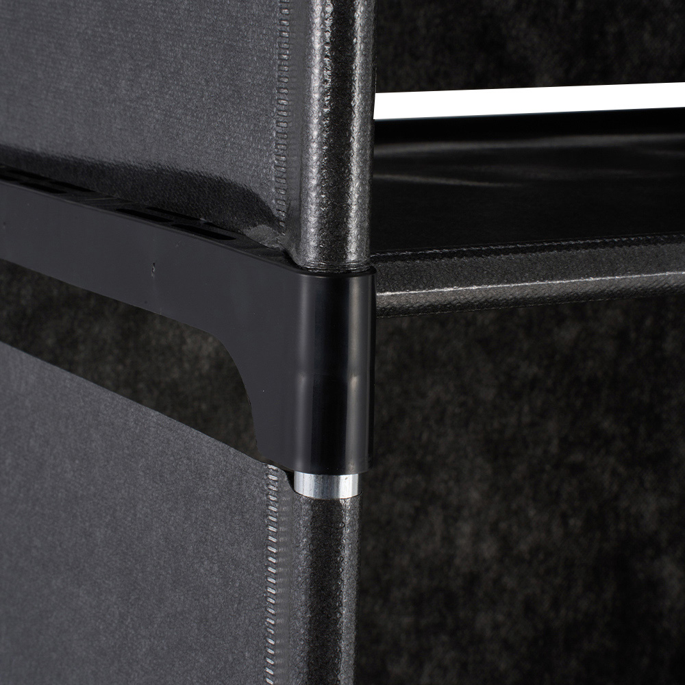 Living and Home 4-Tier Black Freestanding Portable Wardrobe with Curtain Image 5