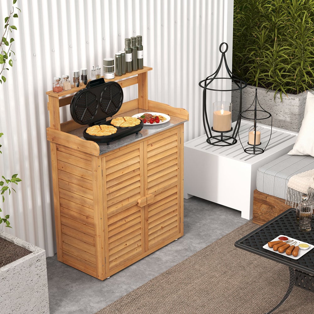 Costway Natural Wooden Storage Cabinet Image 4