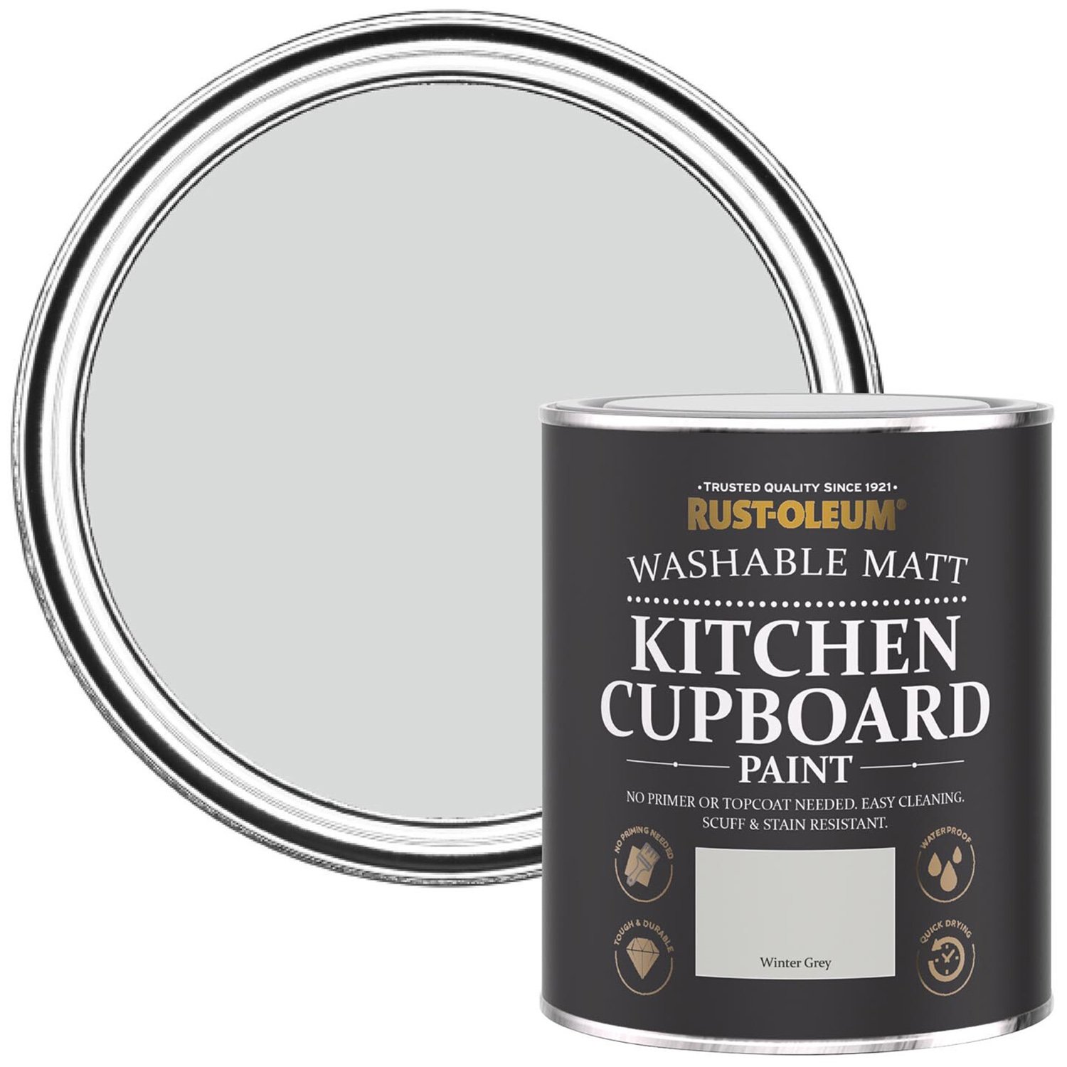 Rust-Oleum Winter Grey Kitchen Cupboard Paint 750ml Image 1