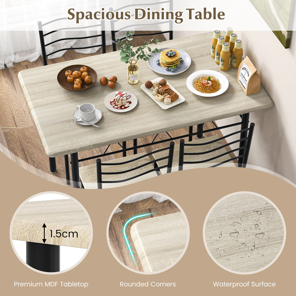 Costway 4 Seater Counter Height Dining Set Natural Image 5