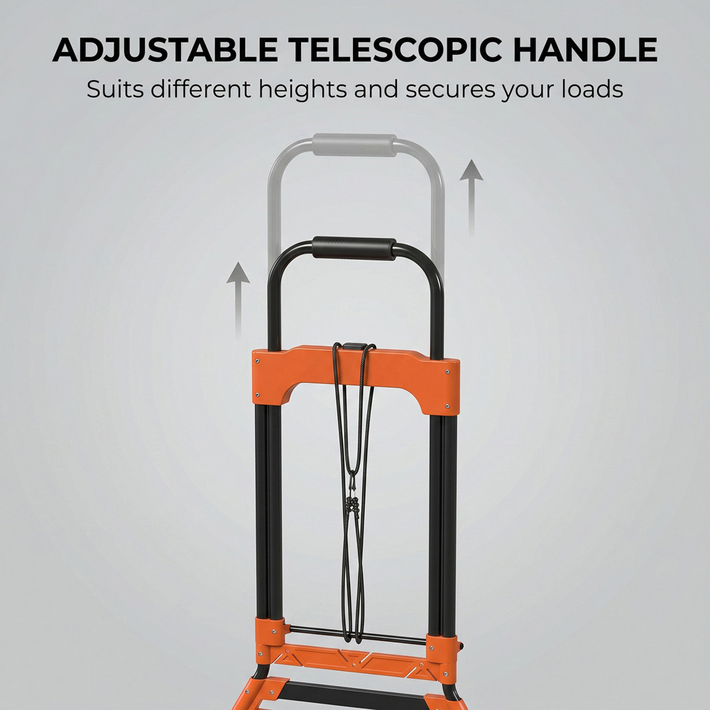 HOMCOM Black and Orange Heavy-Duty Foldable Trolley on Wheels Image 7