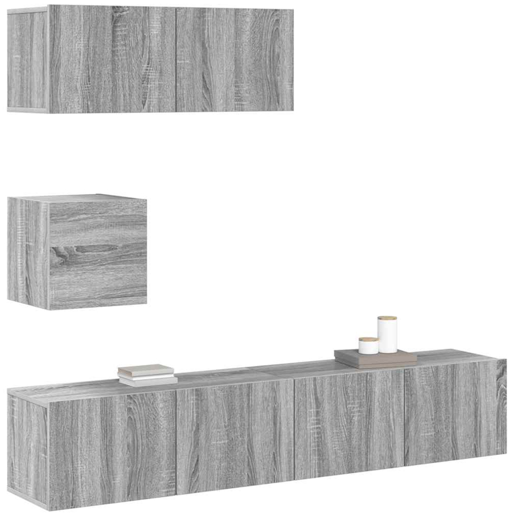 vidaXL 7 Door Grey Sonoma Wall Mounted TV Cabinet Set of 7 Image 3