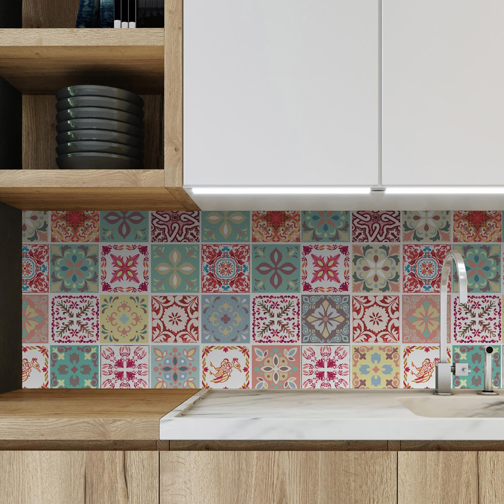 Wallplus Bossa Mediterranean Wall Tile Sticker 15 x 15cm 48 Pack Image 2