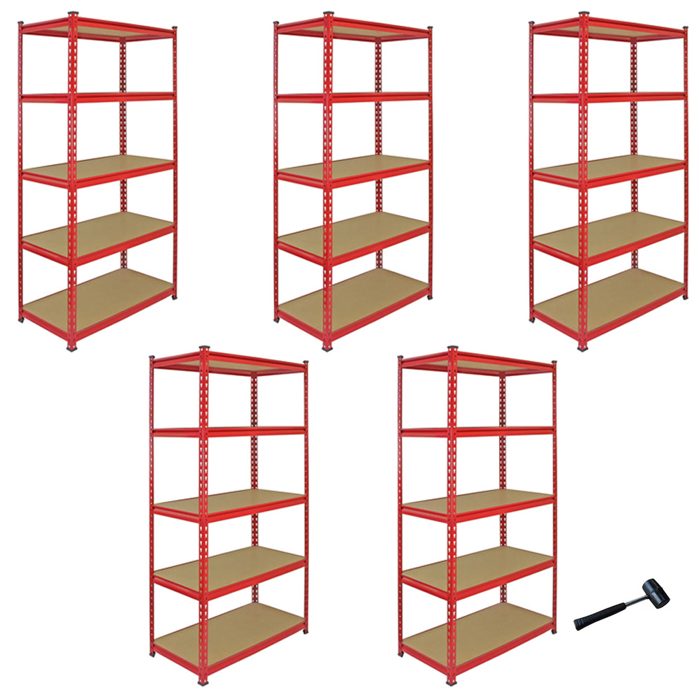 Monster Shop Z-Rax Red Metal Racking Units with Mallet 90cm 5 Pack Image 1