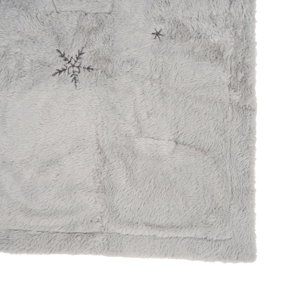 Star Embroidered Faux Fur Throw Silver Image 5