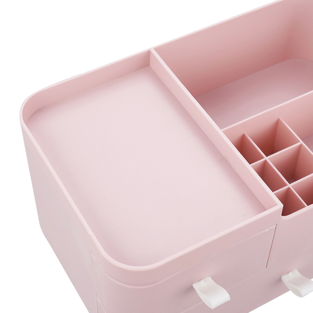Living and Home 2 Drawer Pink Plastic Desktop Makeup Organiser Image 4