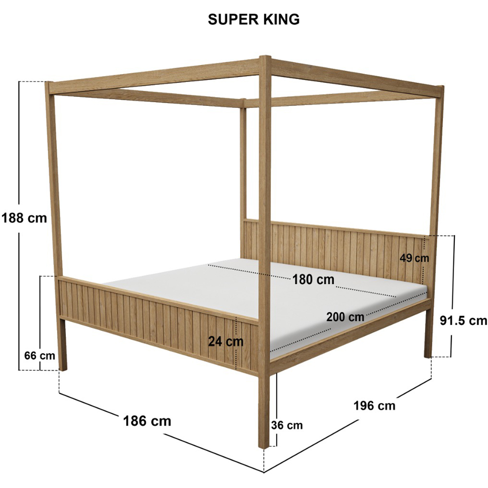 Flair Maddy Super King Size Natural 4 Poster Bed Image 6
