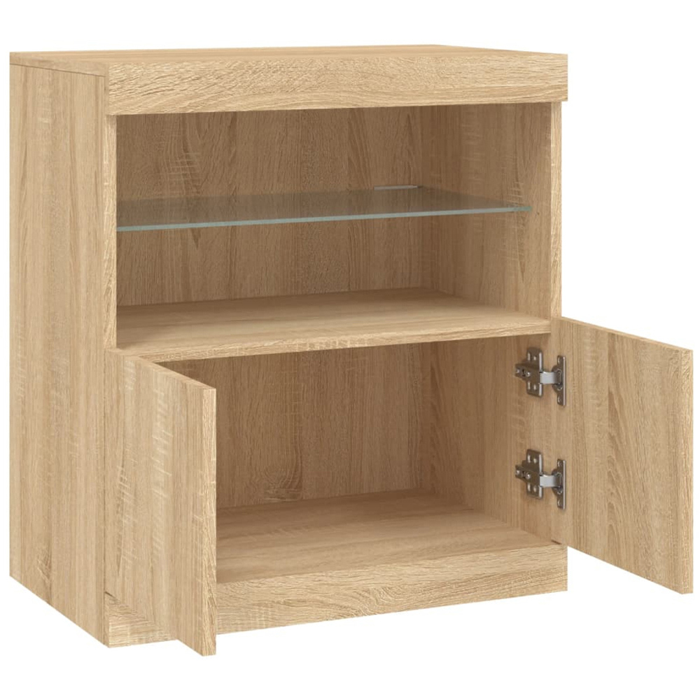 vidaXL 2 Door 2 Shelf Sonoma Oak LED Sideboard Image 6