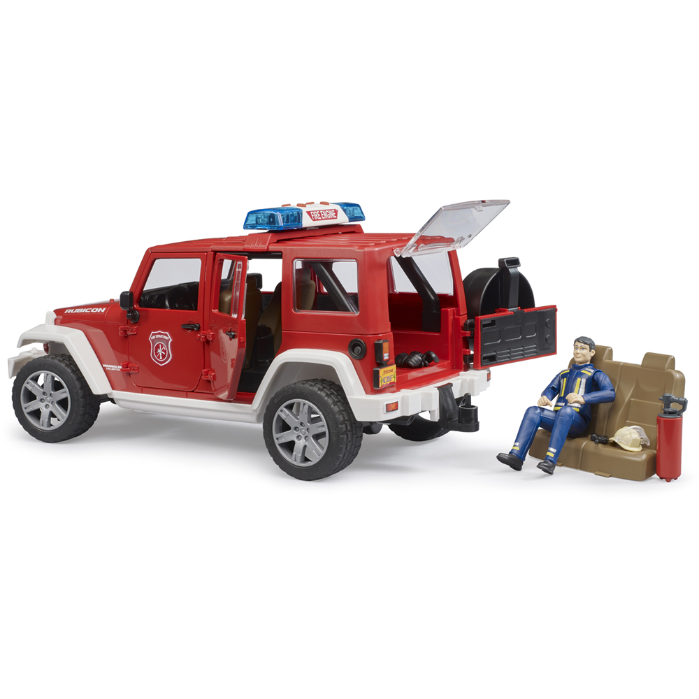 Bruder Jeep Wrangler Unlimited Rubicon Fire Dept Vehicle with Fireman Figure Image 9