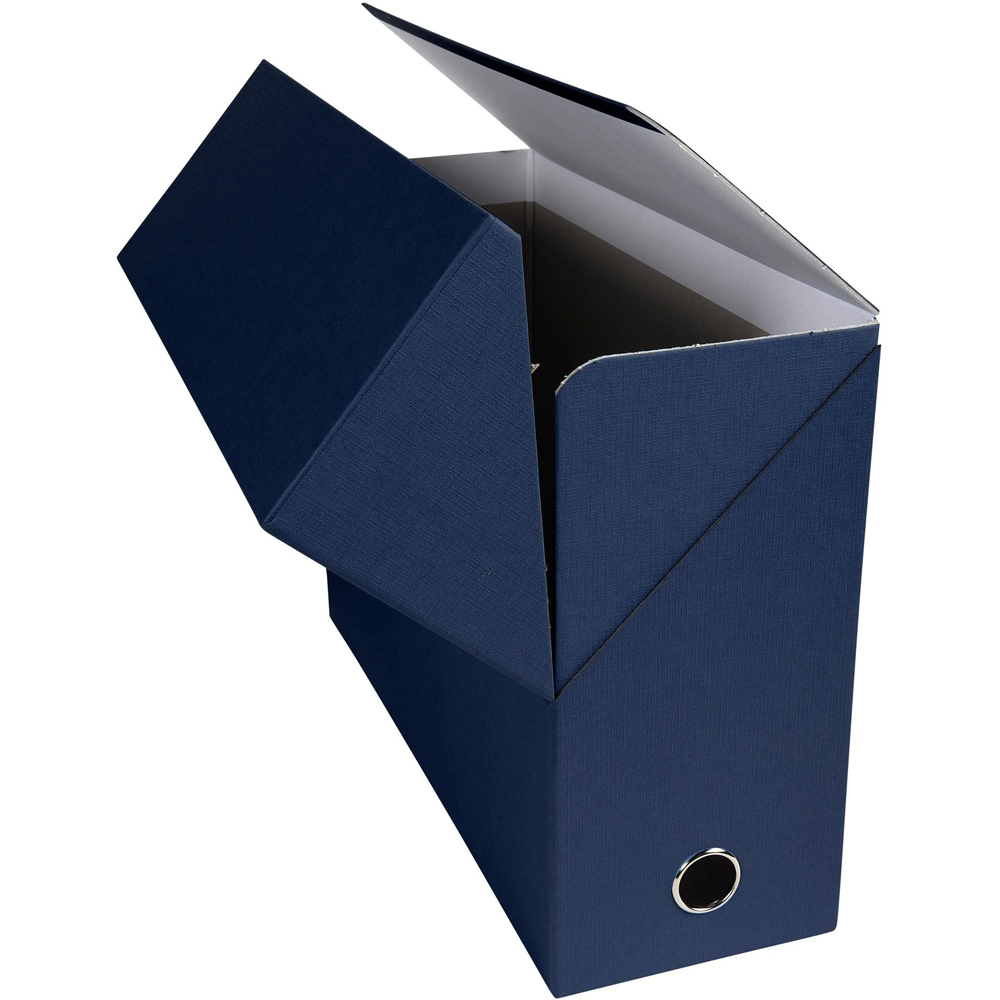 Exacompta Papier Toile Dark Blue Transfer Box with 120mm Spine 5 Pack Image 2
