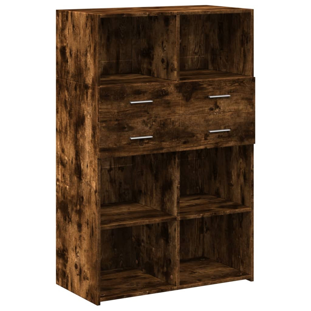 vidaXL 4 Drawer 6 Shelf Smoked Oak Highboard Image 2