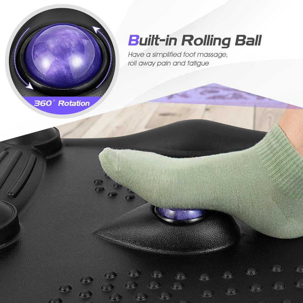 Costway Black Anti Fatigue Mat with Rolling Massage Ball and Points Image 4