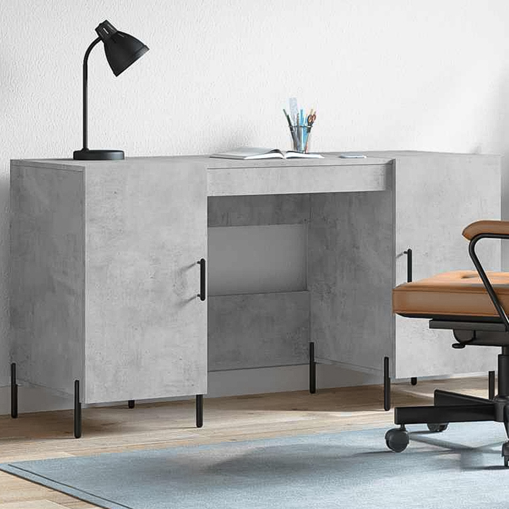 vidaXL 2 Door Computer Desk Concrete Grey Image 1