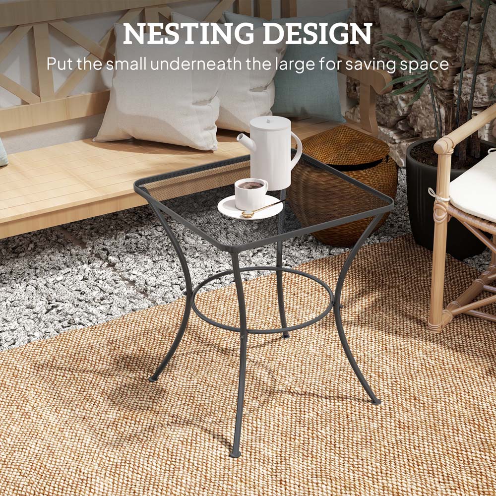 Outsunny Square Metal Bistro Table Black Image 7