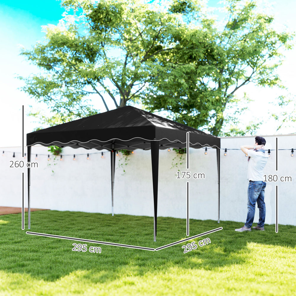 Outsunny 3 x 3m Black Pop Up Gazebo Marquee Tent with Carry Bag Image 9