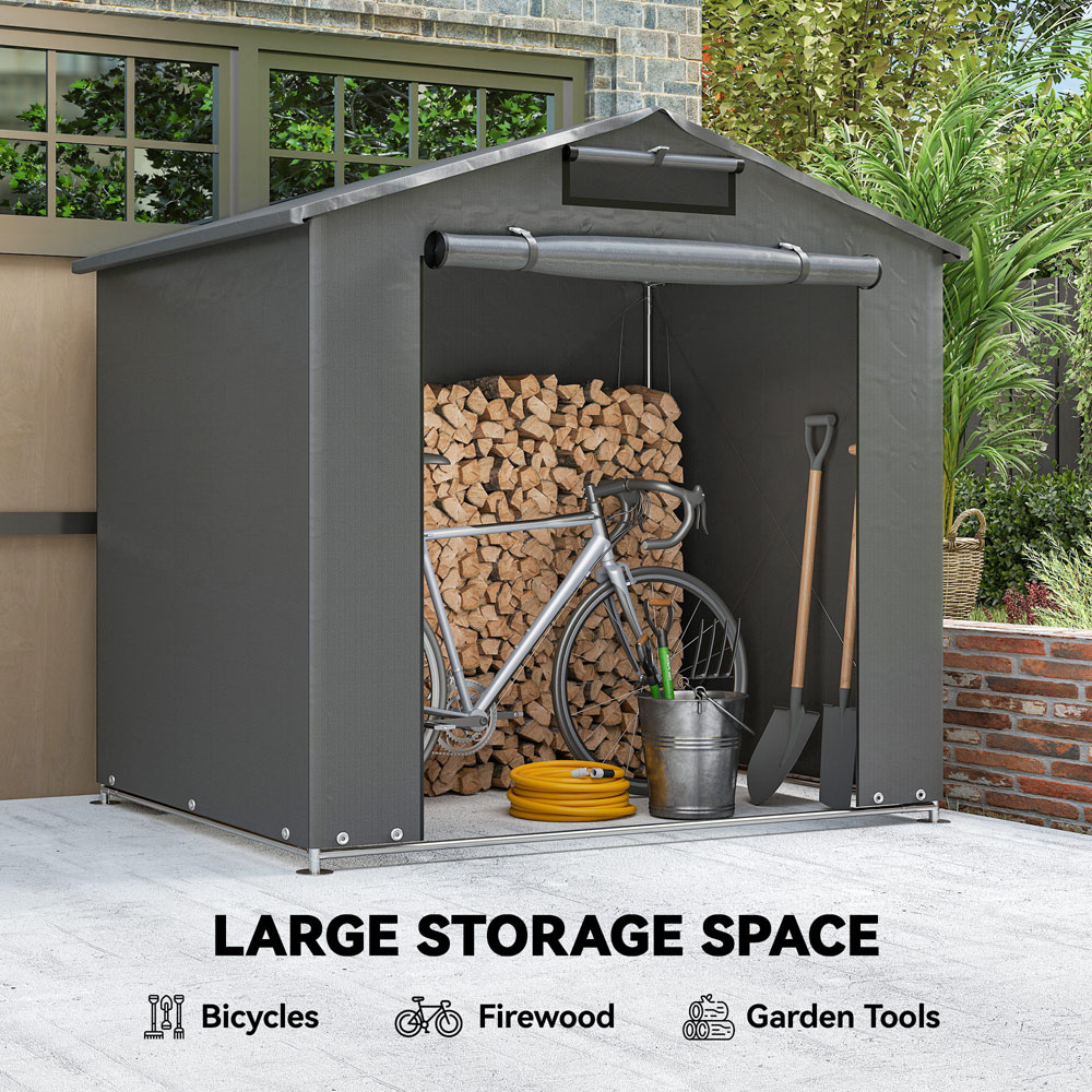 Outsunny 6 x 4ft Dark Grey Garden Bike Storage Shed Image 6