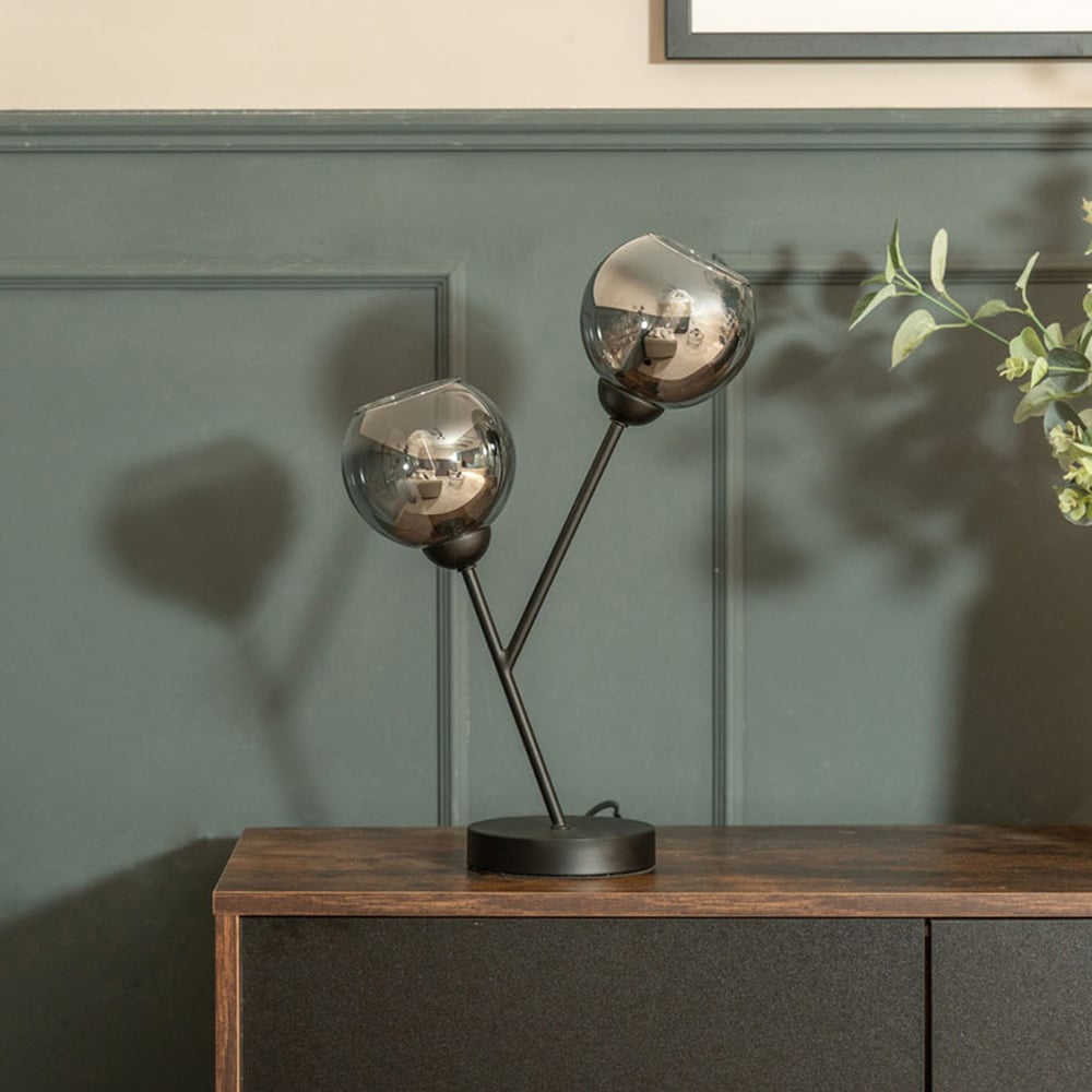 ValueLights Aria 2 Way Smoked Glass LED Table Lamp Image 3