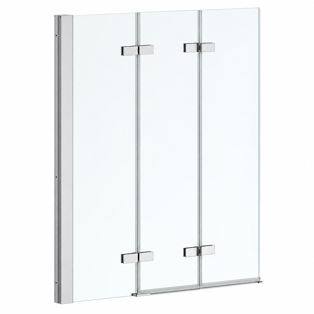 Go Bathrooms Jude Chrome Triple Pivot Bath Shower Screen 1200mm Image 1