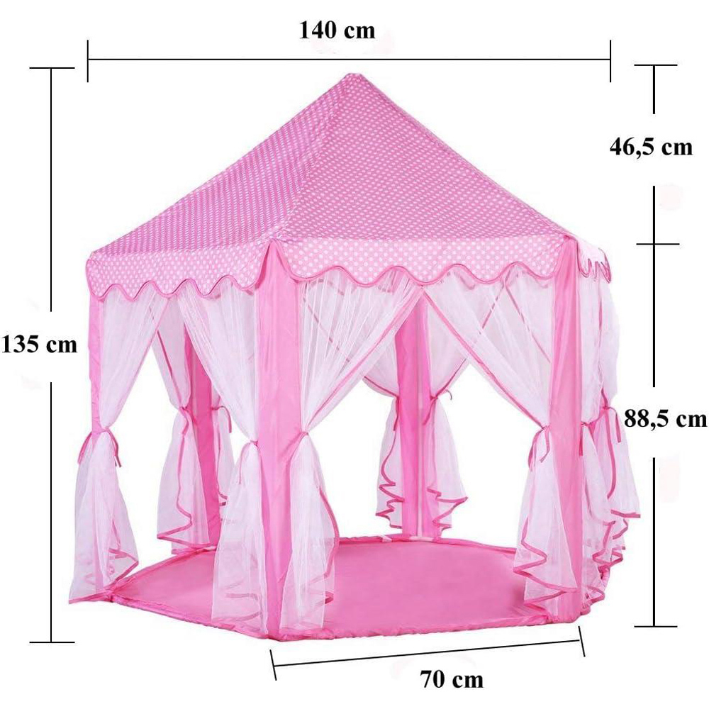 Dyzi Kids Pink Fairy Princess Hexagon Playhouse Tent with LED Image 4