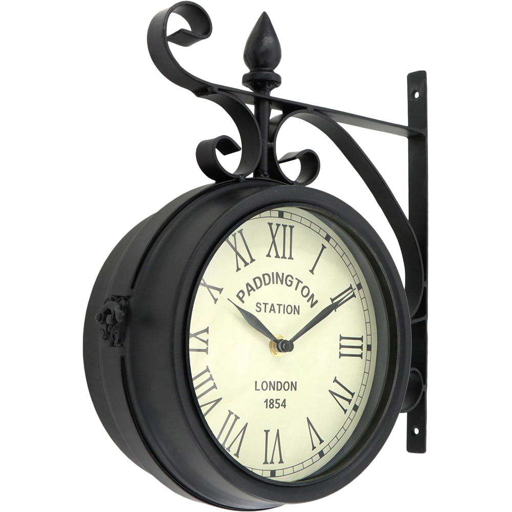 Charles Bentley Black Paddington Double Sided Garden Clock 35 x 33cm Image 4