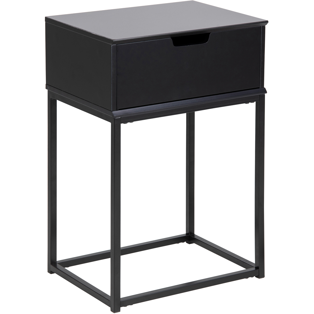 Florence Mitra Single Black Drawer Bedside Table Image 2