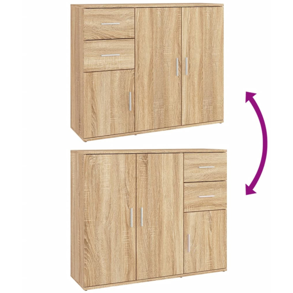 vidaXL 3 Door 2 Drawer Sonoma Oak Sideboard Image 8