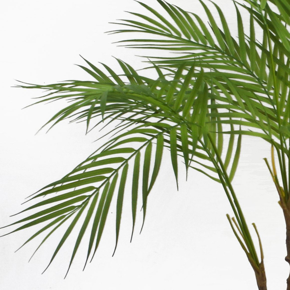 Leaf Twisted Trunk Areca Palm Artificial Plant with Gold Metal Planter 90cm Image 3